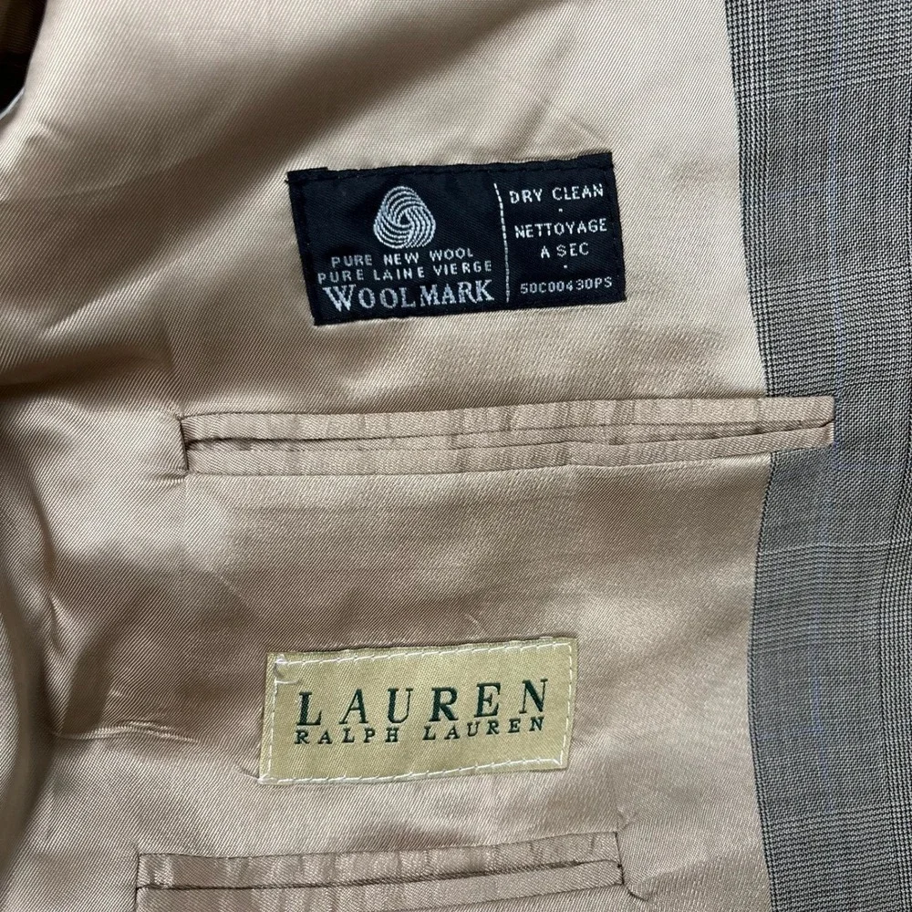 Lauren Ralph Lauren Mens 46L Tan Glen Plaid Wool 3 Button Blazer Jacket Canada